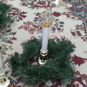 Gold and White Candle Lamp with Green Garland